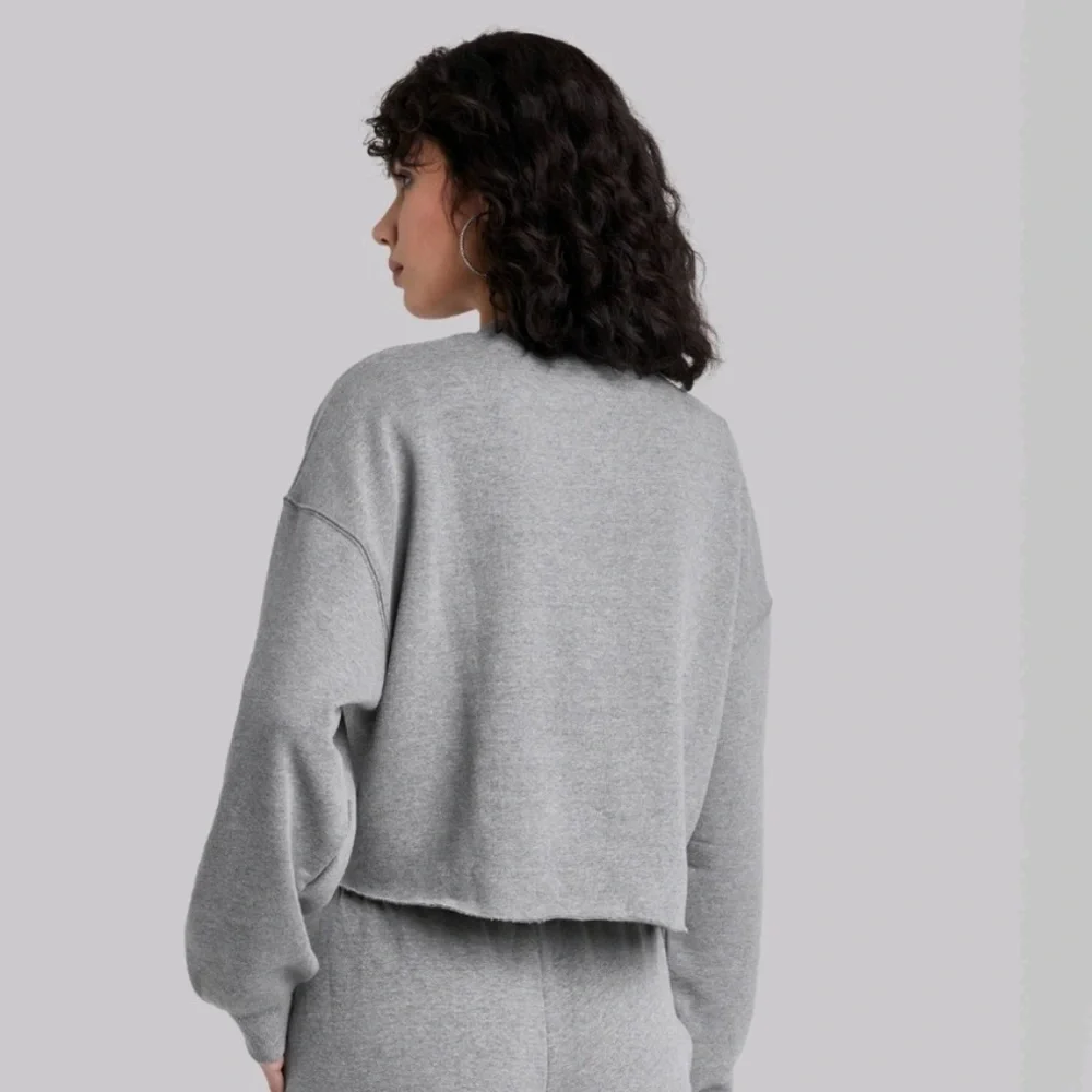 Wild Fable Gray Cropped Boxy Fleece Crew Neck Sweatshirt - Picture 10 of 11